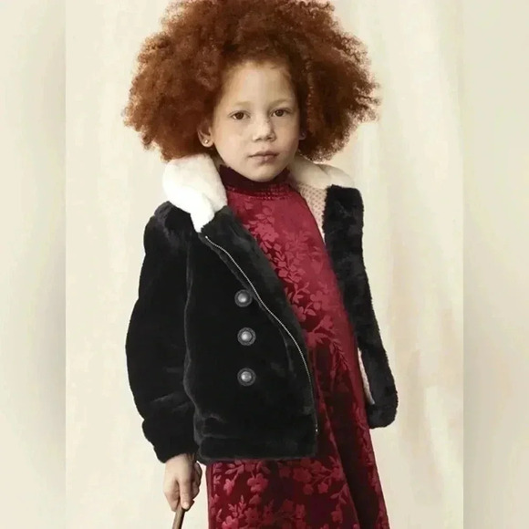 Matilda Jane Just Imagine Artis black Faux Fur Coat girls Size‎ 6 new with tags - Picture 1 of 9